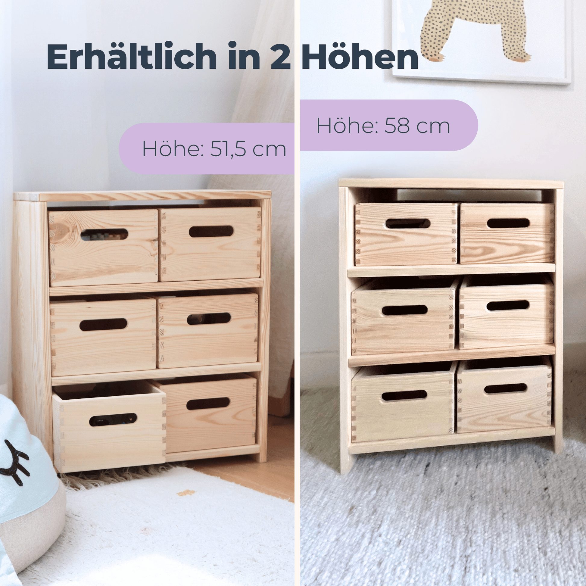 Spielzeugregal aus Holz mit 6 Kisten – Montessori-Regal | SHELF