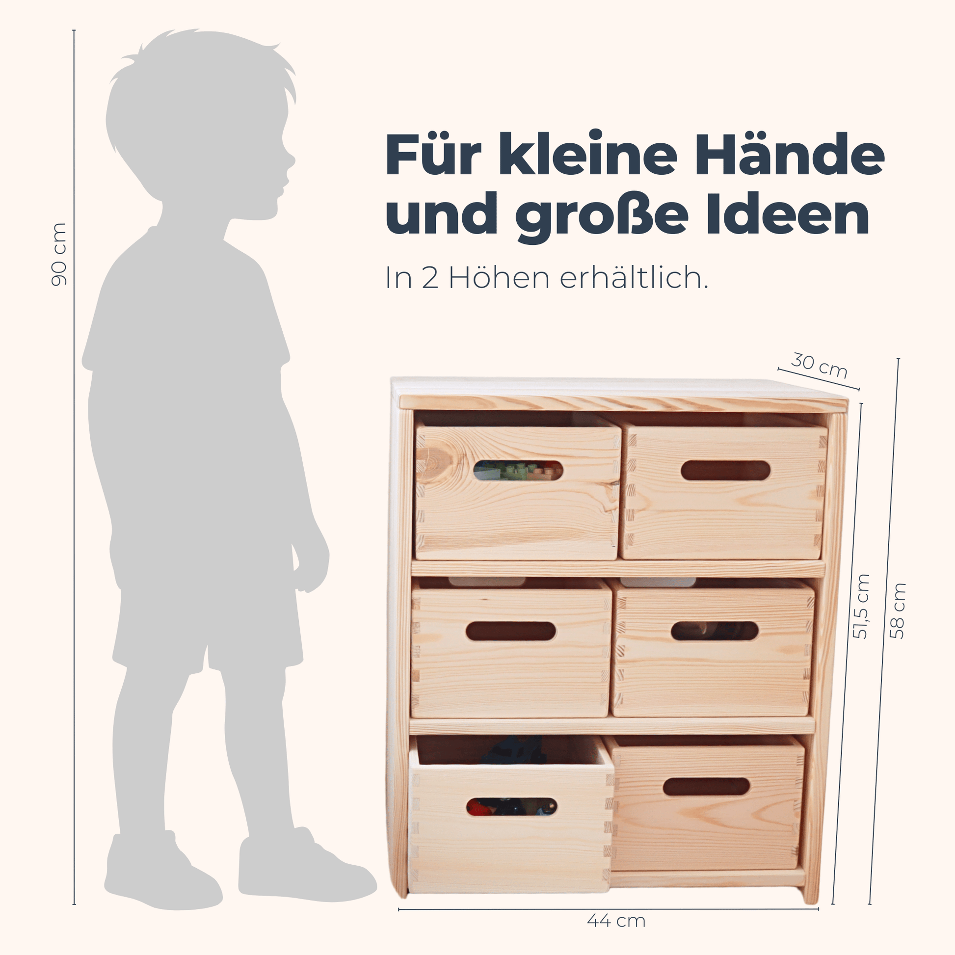 Spielzeugregal aus Holz mit 6 Kisten – Montessori-Regal | SHELF