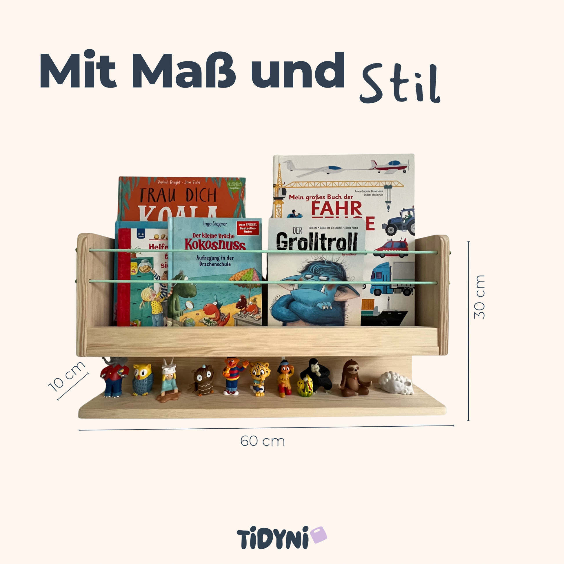 Wand-Bücherregal „TIDYNI Stage“ fürs Kinderzimmer mit Zusatzfach für Tonies etc.