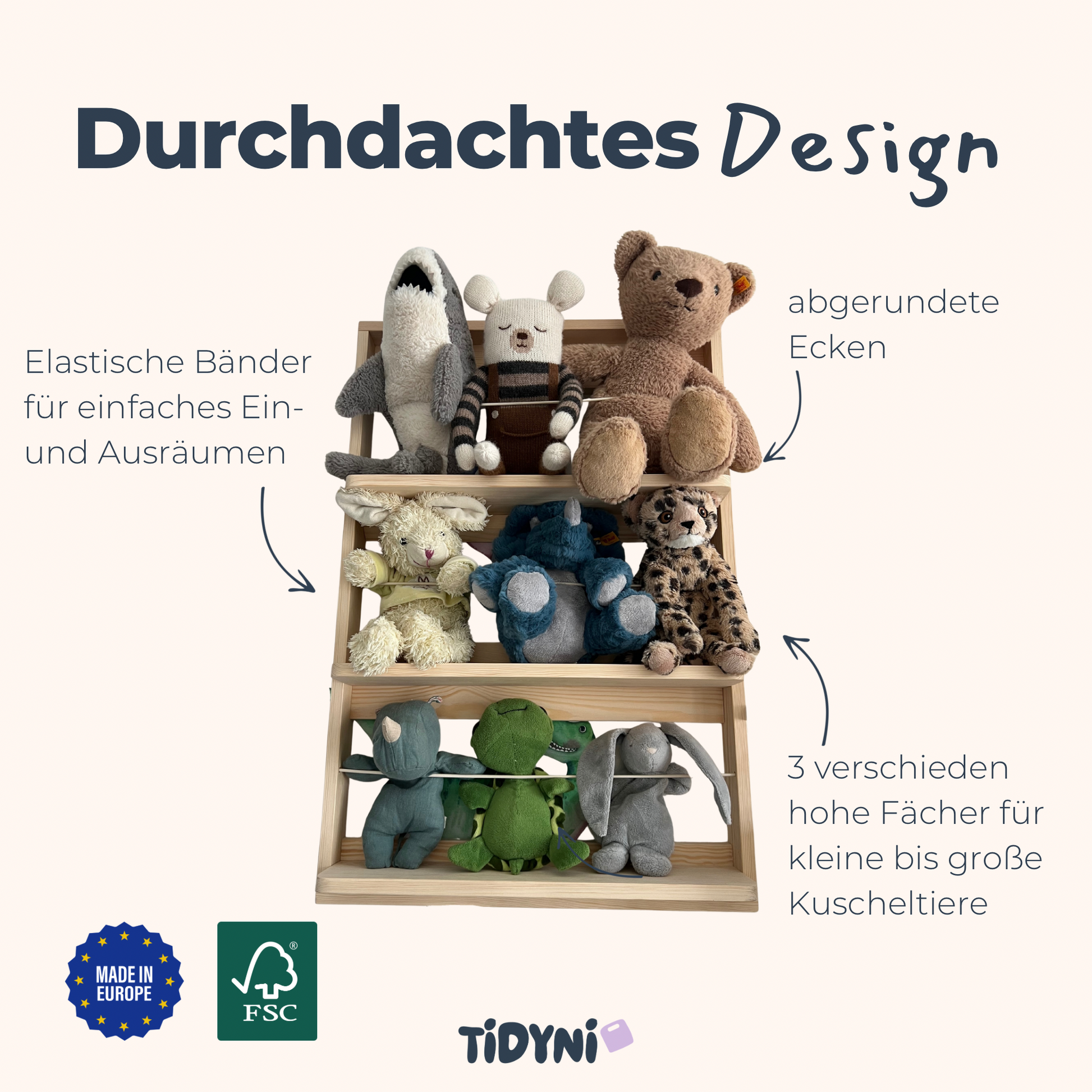 Kuscheltierregal „TIDYNI Hug“ – Wandregal fürs Kinderzimmer