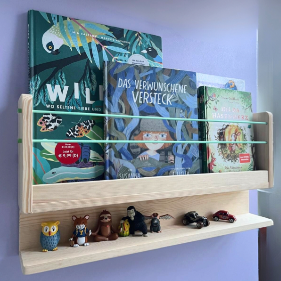 Wand-Bücherregal „TIDYNI Stage“ fürs Kinderzimmer mit Zusatzfach für Tonies etc.