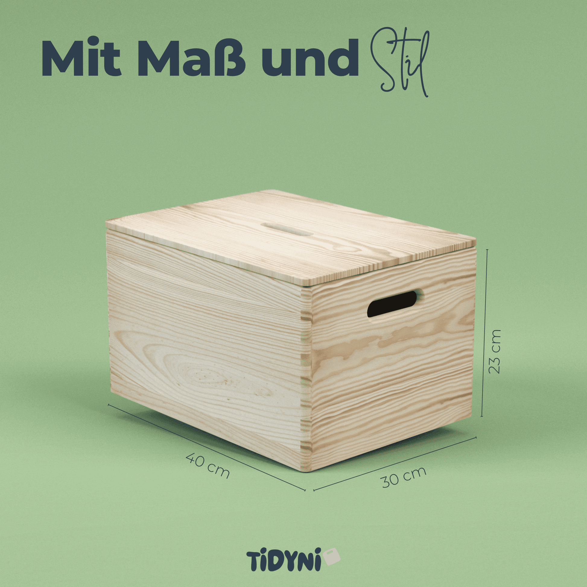 TIDYNI Box – Spielzeugkiste aus Holz mit Deckel