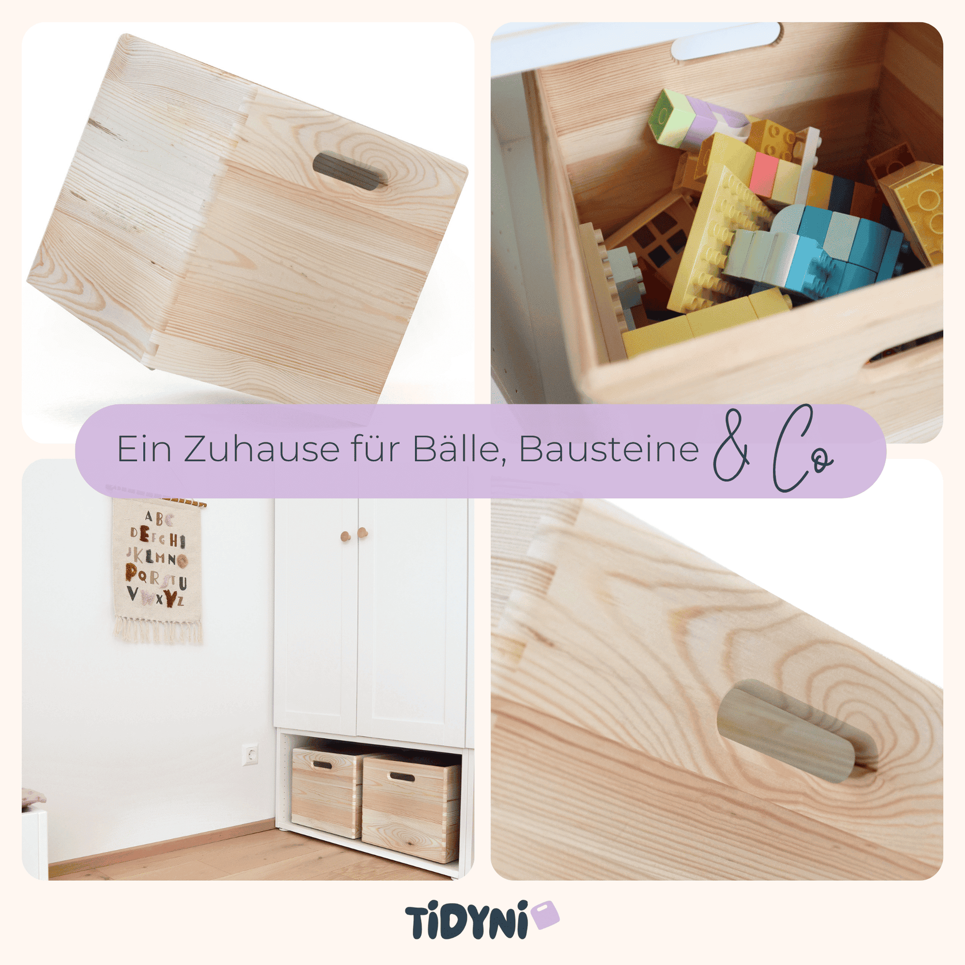 TIDYNI Cube - Spielzeugkiste aus Holz für Kallax & Co