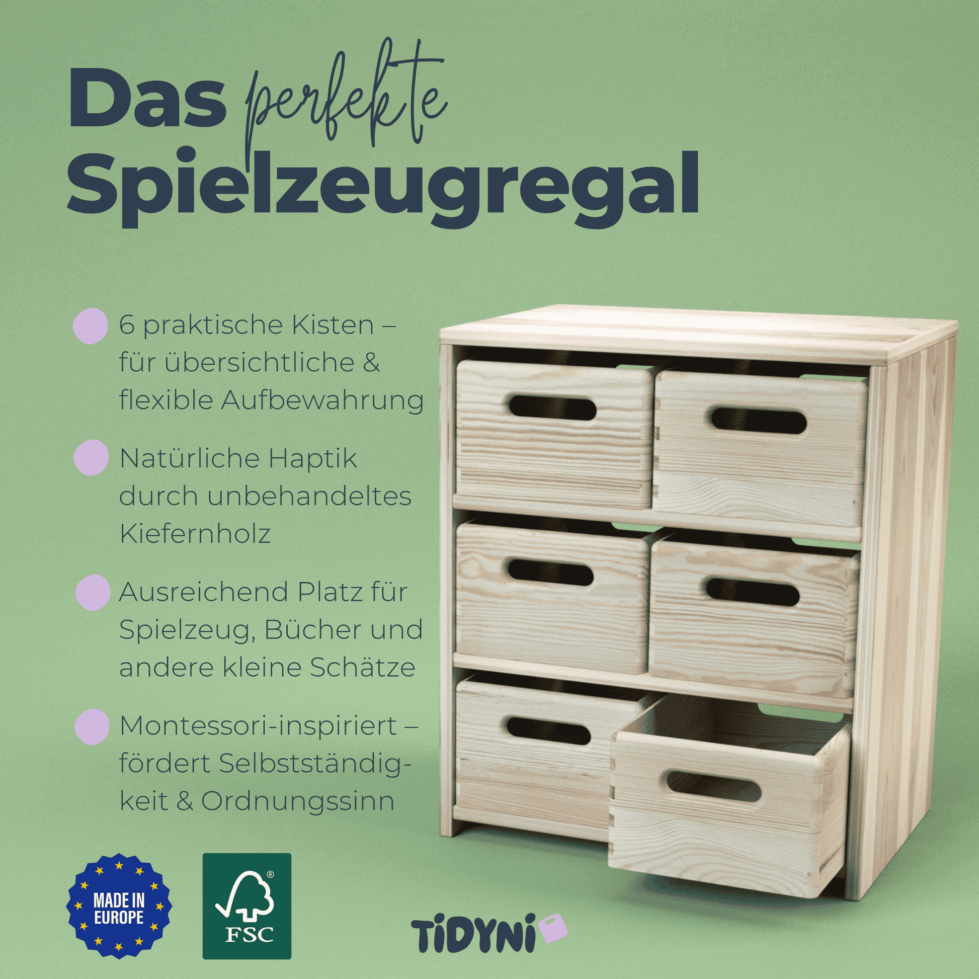 TIDYNI Shelf - Das perfekte Spielzeugregal – montessori-inspiriert