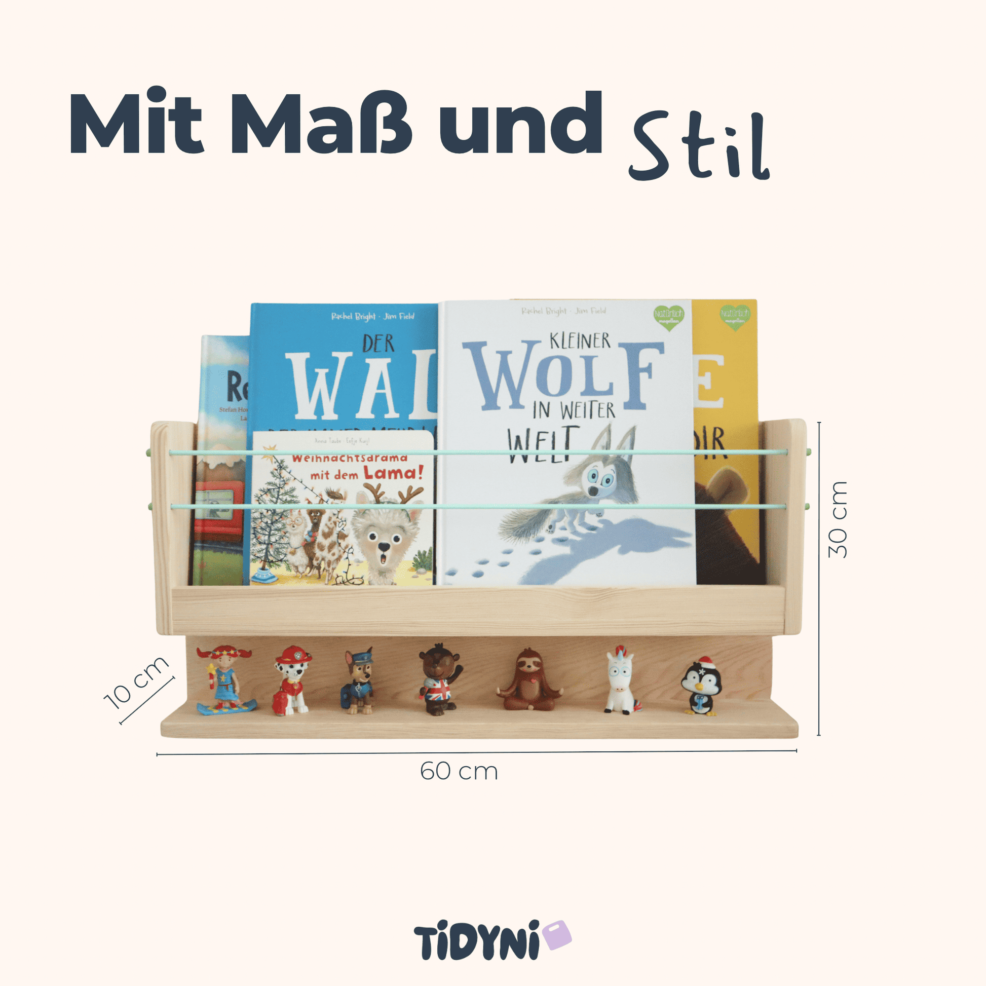 Wand-Bücherregal „TIDYNI Stage“ fürs Kinderzimmer mit Zusatzfach für Tonies etc.